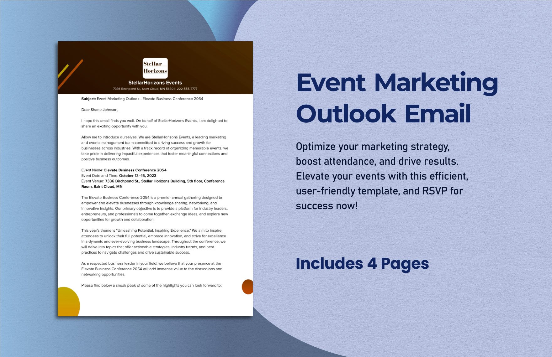 Event Marketing Outlook Email Template