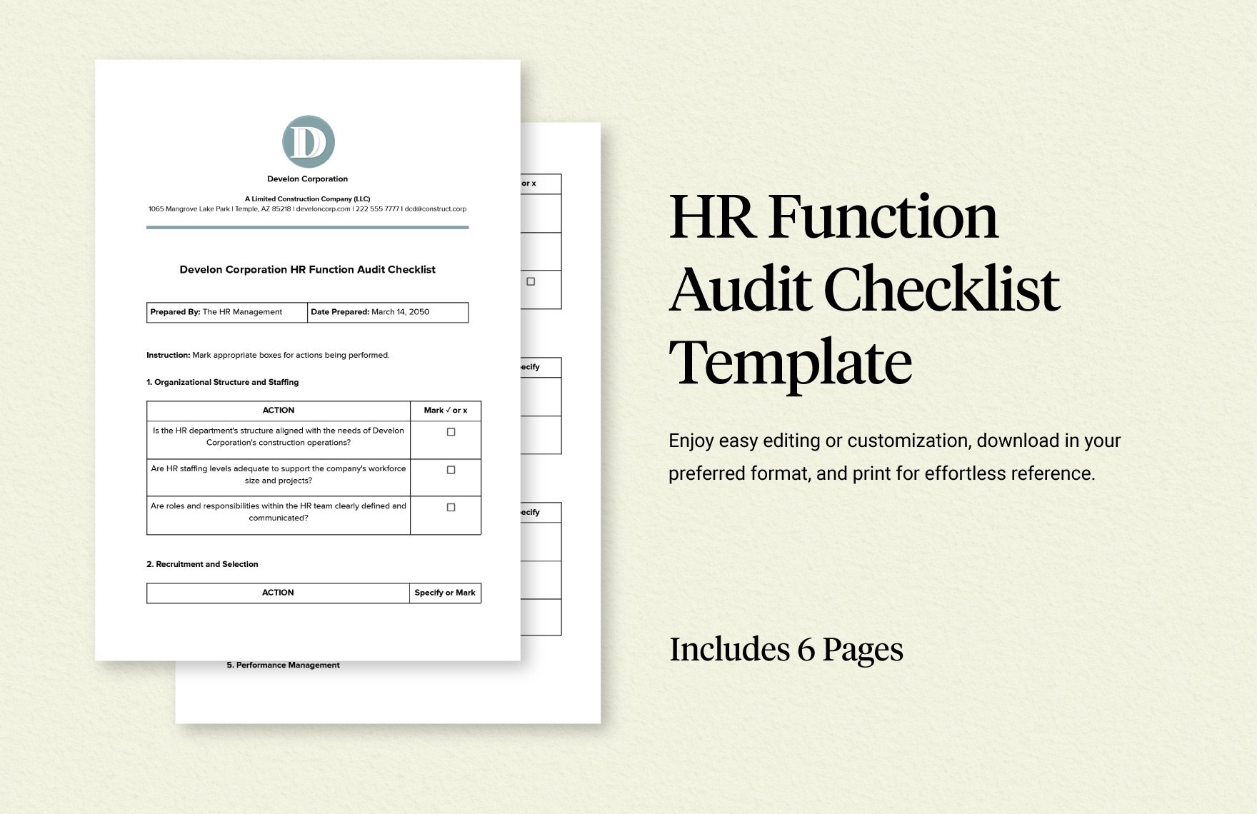 HR Function Audit Checklist Template