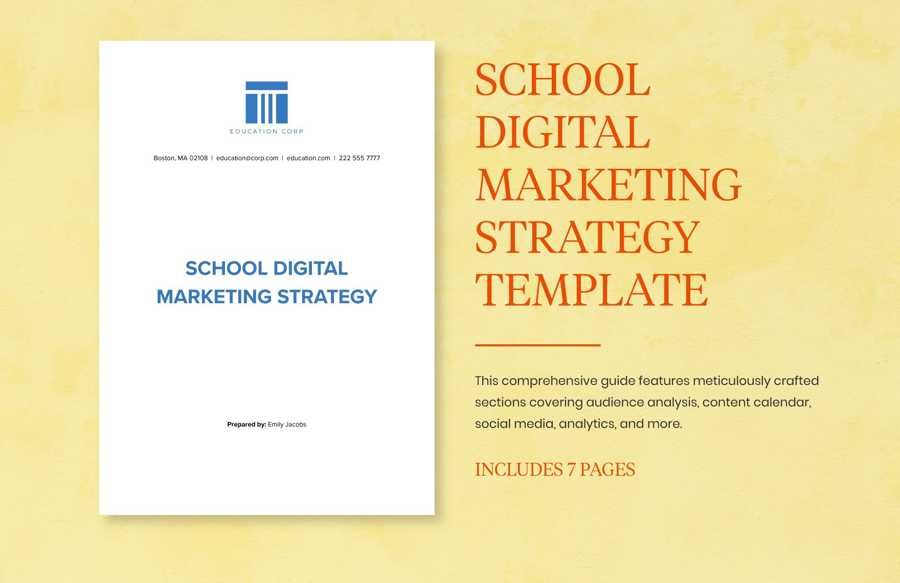 School Digital Marketing Strategy Template