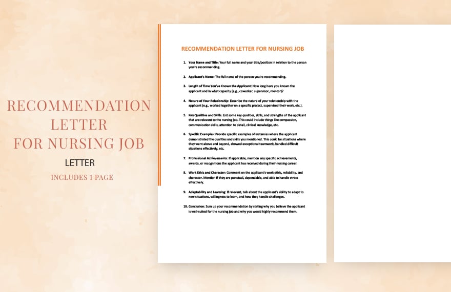 Recommendation letter for nursing job