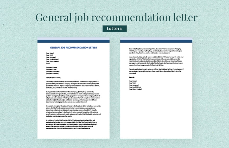 General job recommendation letter