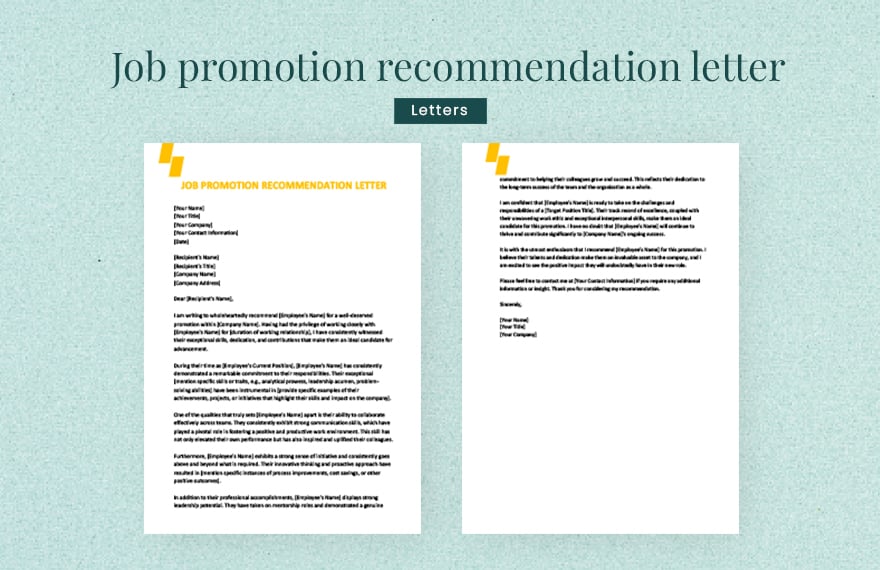 Job promotion recommendation letter