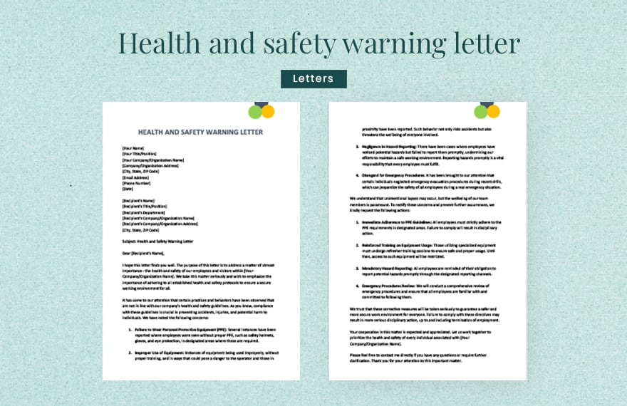 Health and safety warning letter