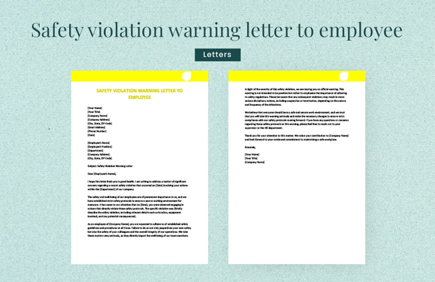 Safety violation warning letter to employee