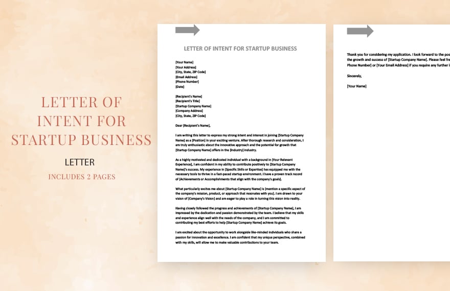 Letter of intent for startup business in Word, Google Docs