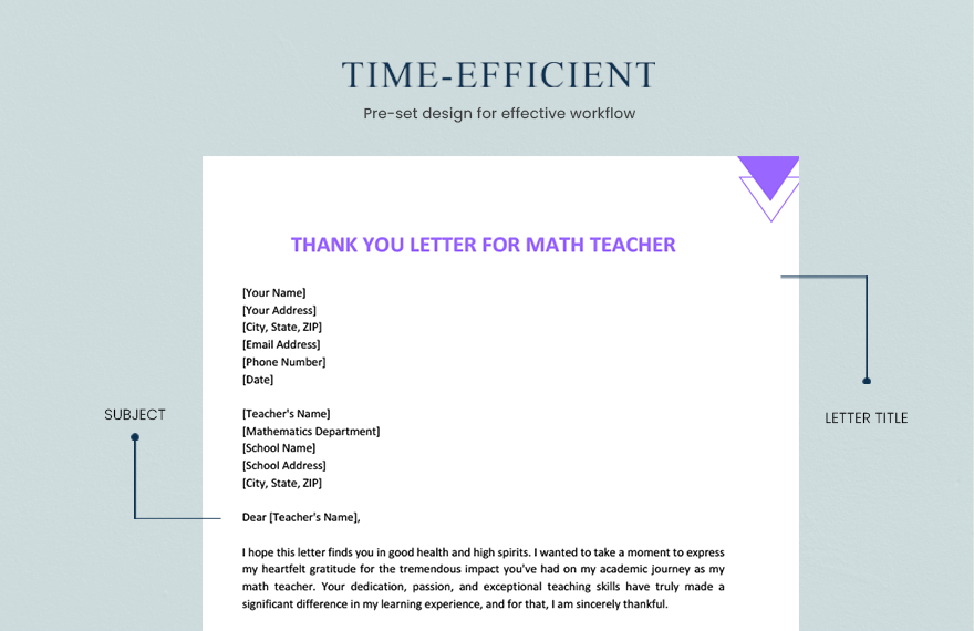 Thank You Letter For Math Teacher