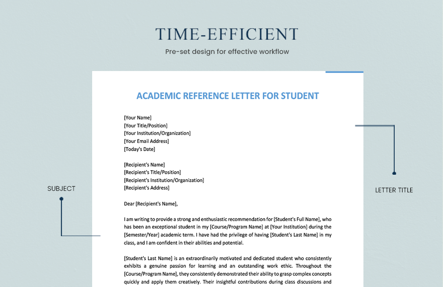 Academic Reference Letter For Student