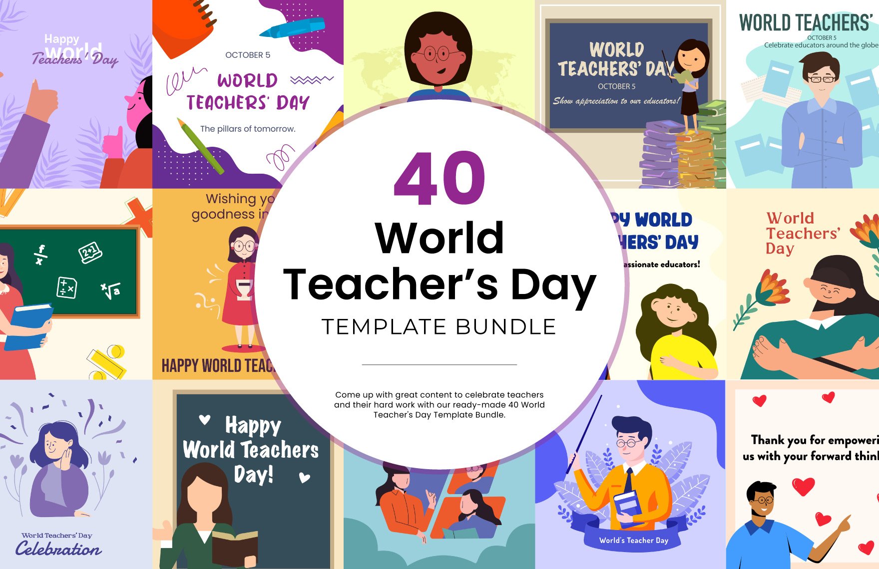 40 World Teacher's Day Template Bundle