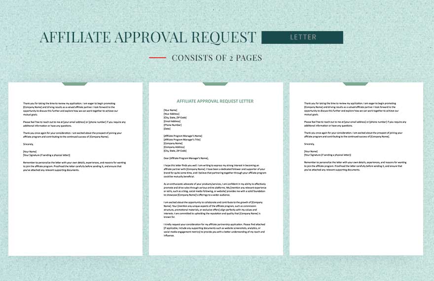 Affiliate Approval Request Letter