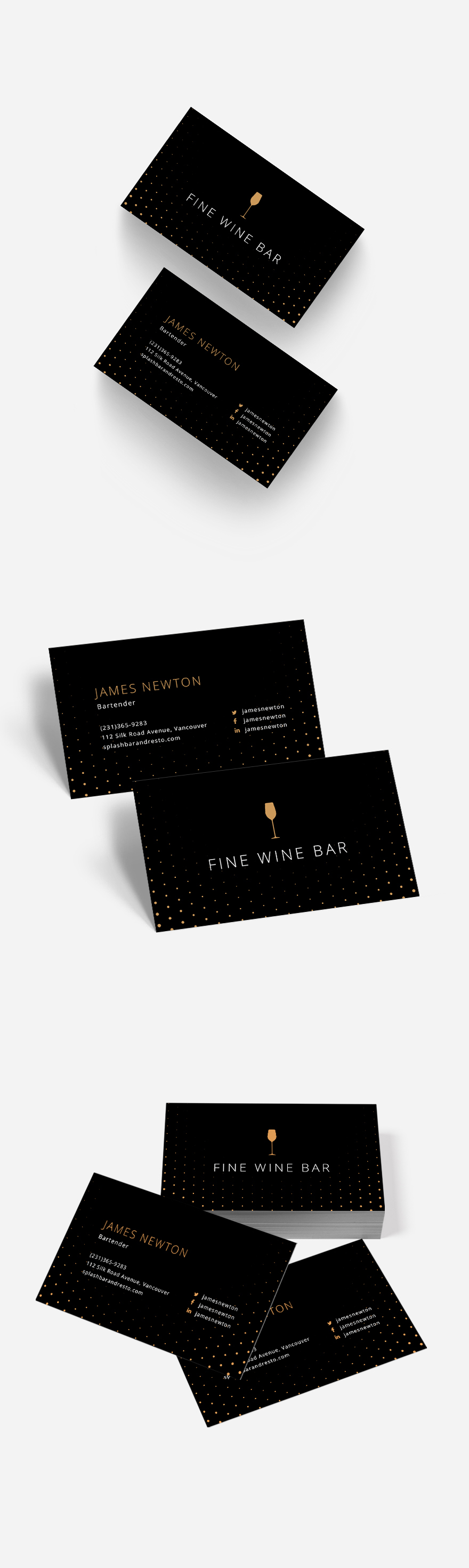 Elegant Bartender Business Card Template