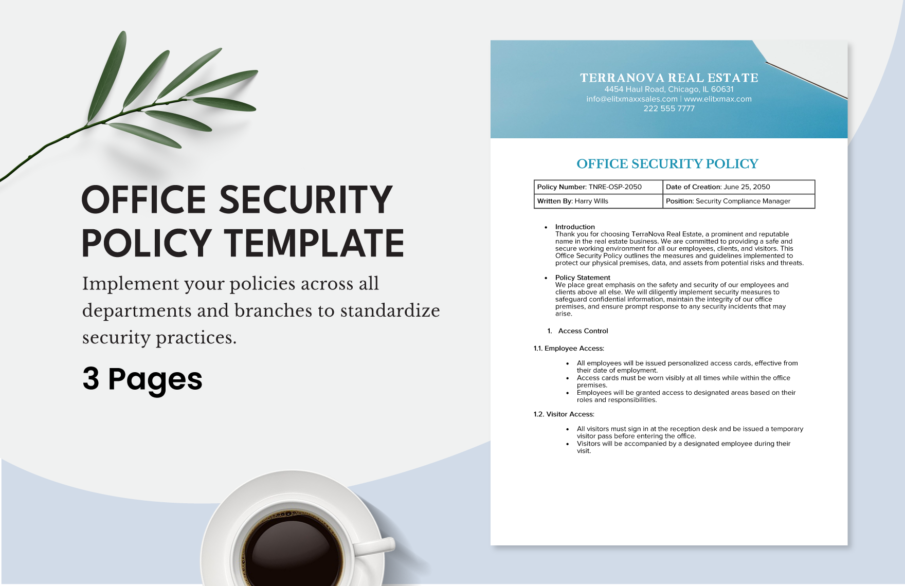 Free Office Security Policy Template in Word, Google Docs, PDF