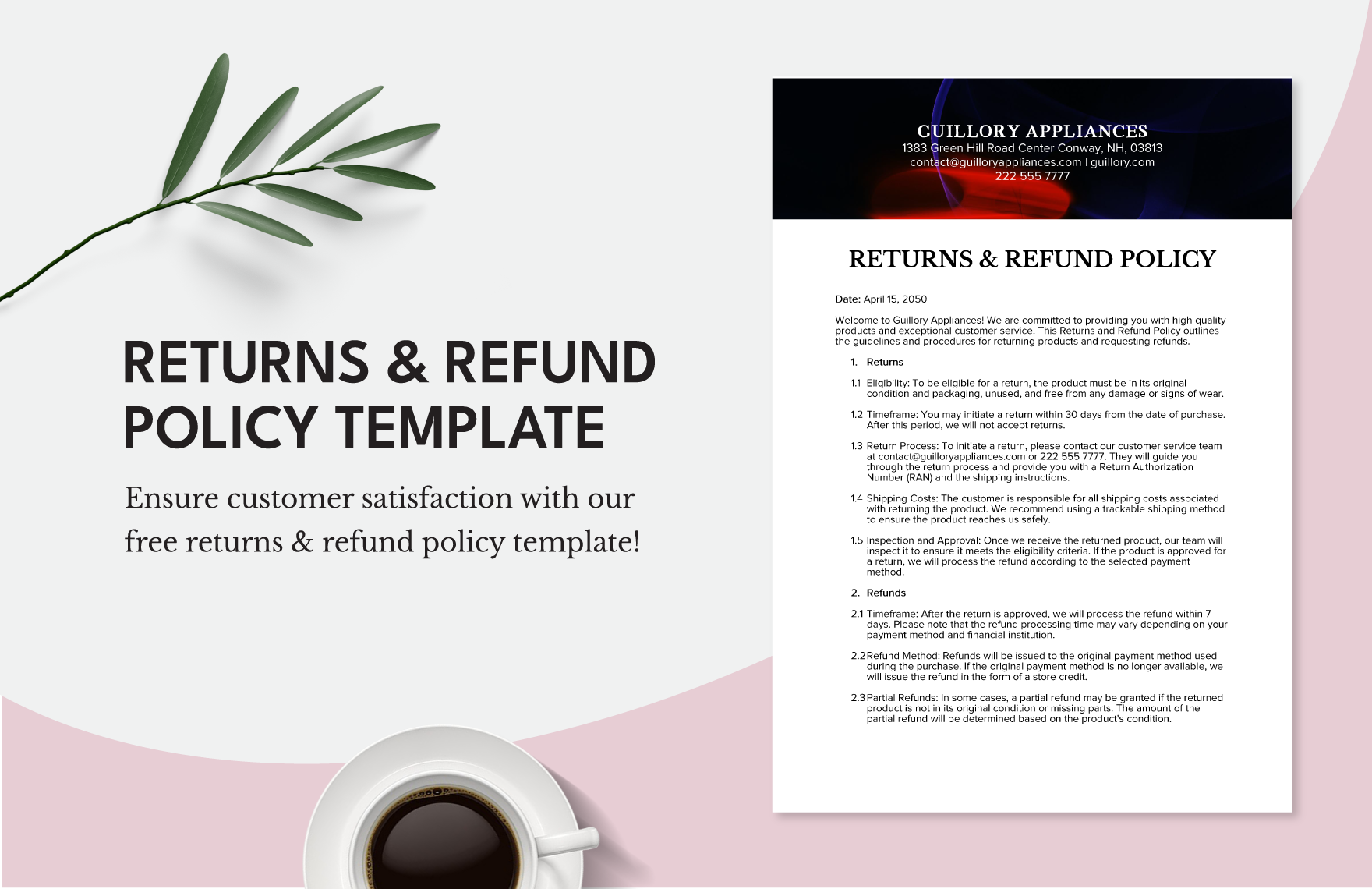 Free Returns & Refund Policy Template