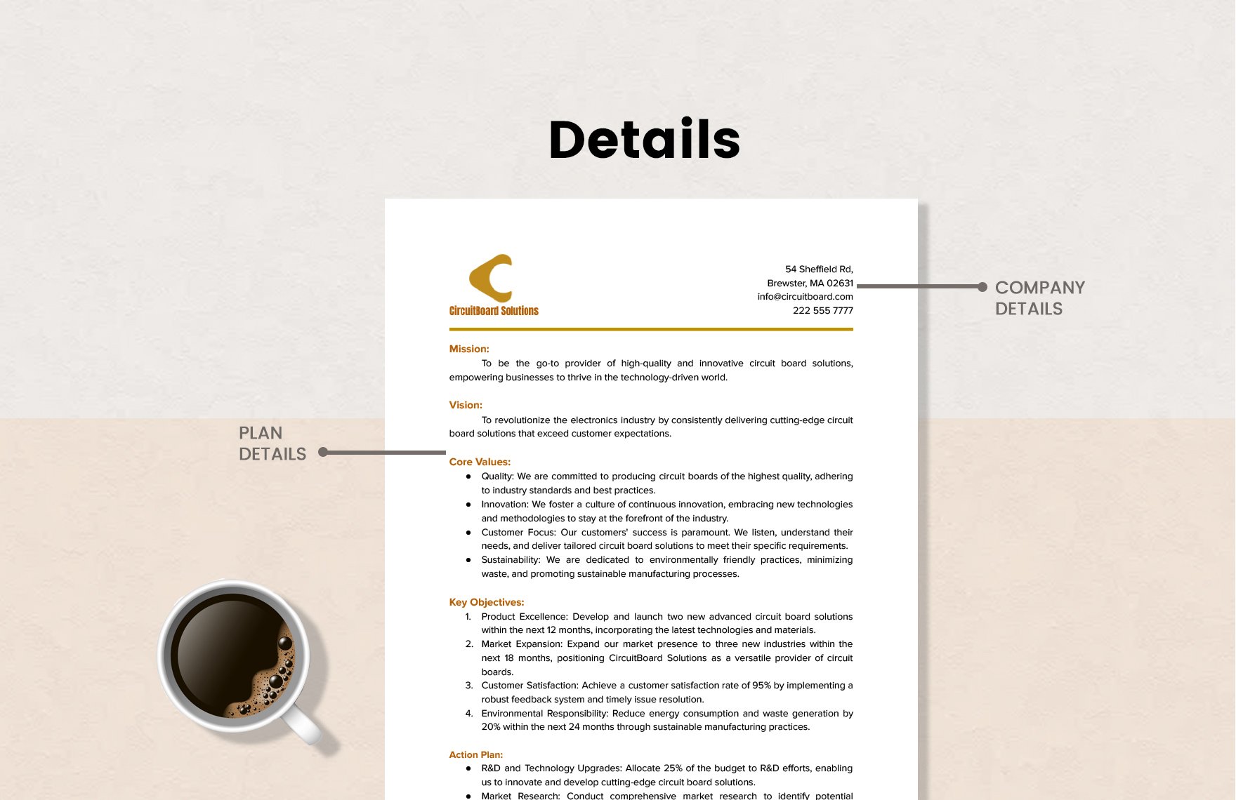 One Page Plan Template