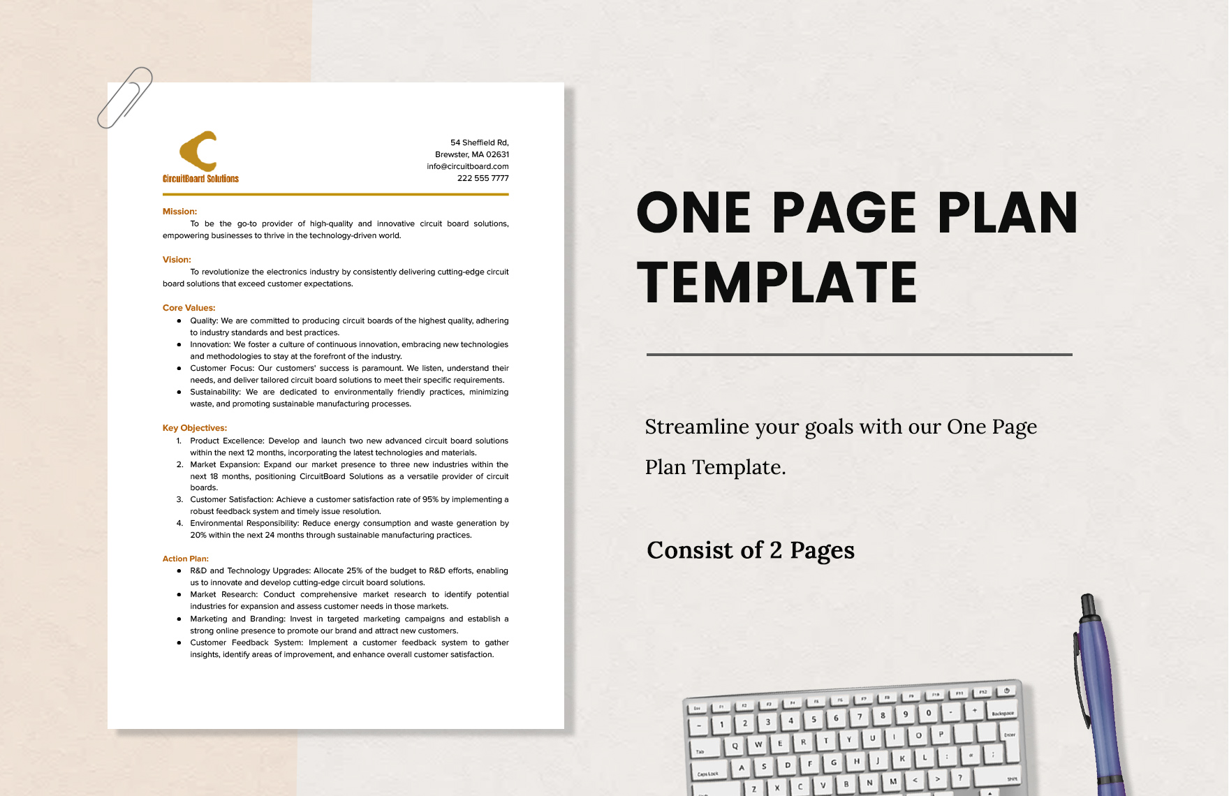 One Page Plan Template in Word, PDF, Google Docs - Download | Template.net