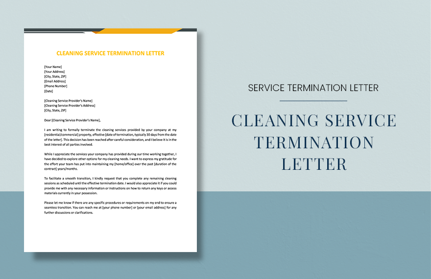 Free Cleaning Service Termination Letter in Word, Google Docs, PDF, Apple Pages