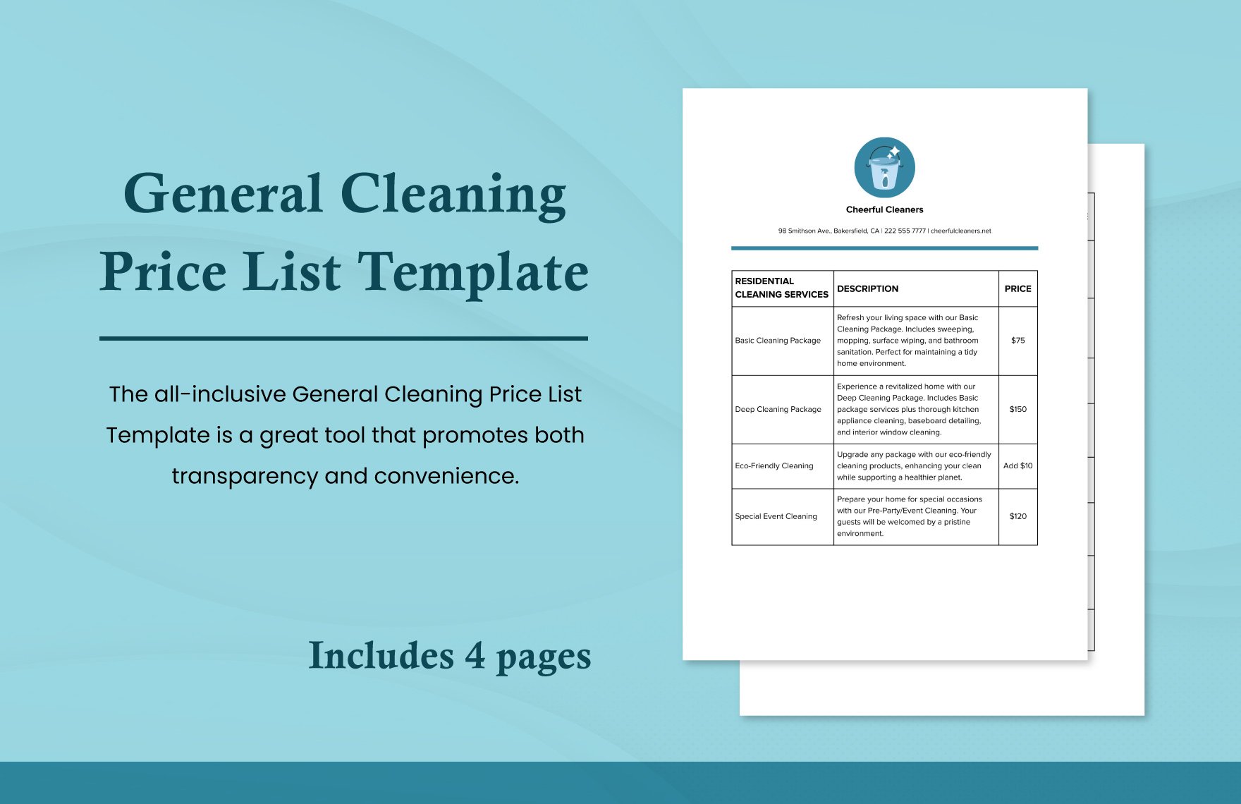 General Cleaning Price List Template
