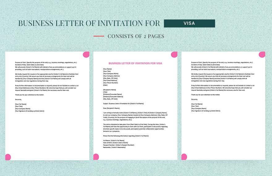 Business Letter Of Invitation For Visa