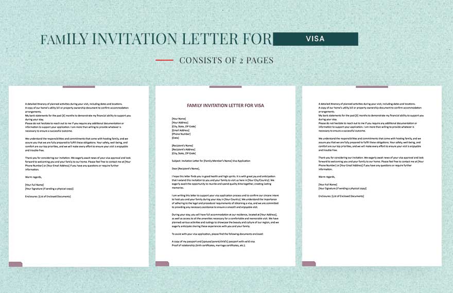 Family Invitation Letter For Visa