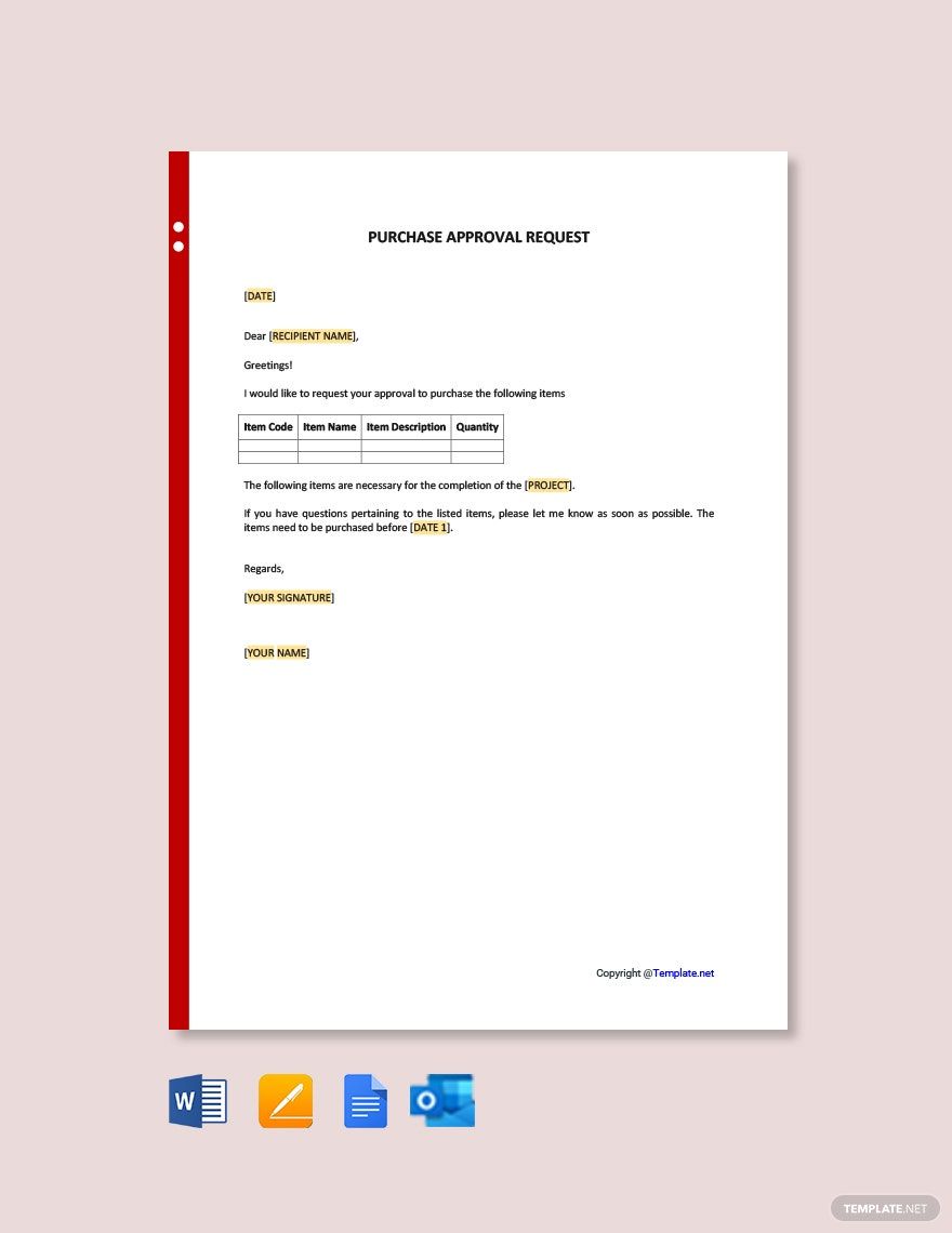 Free Letter of Request for Approval to Purchase Template