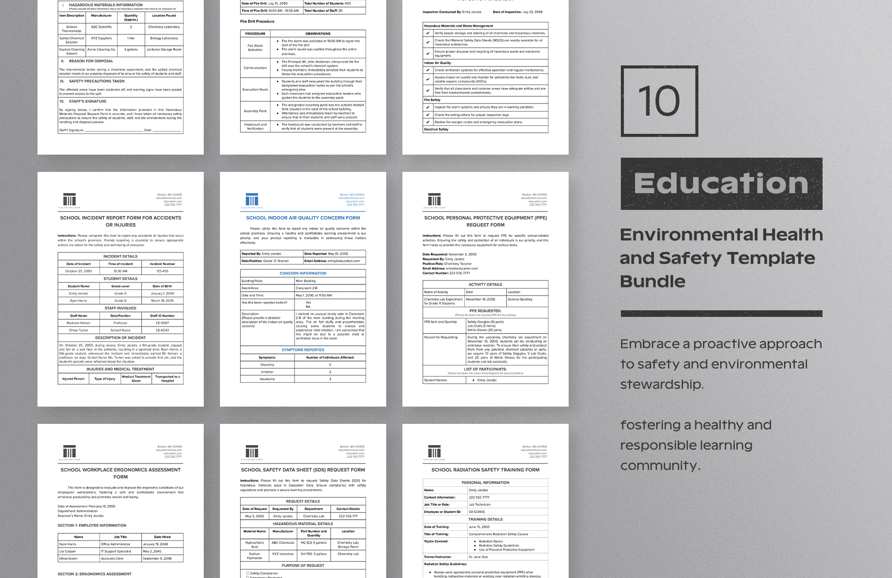 10 Education Environmental Health and Safety Template Bundle in Word ...