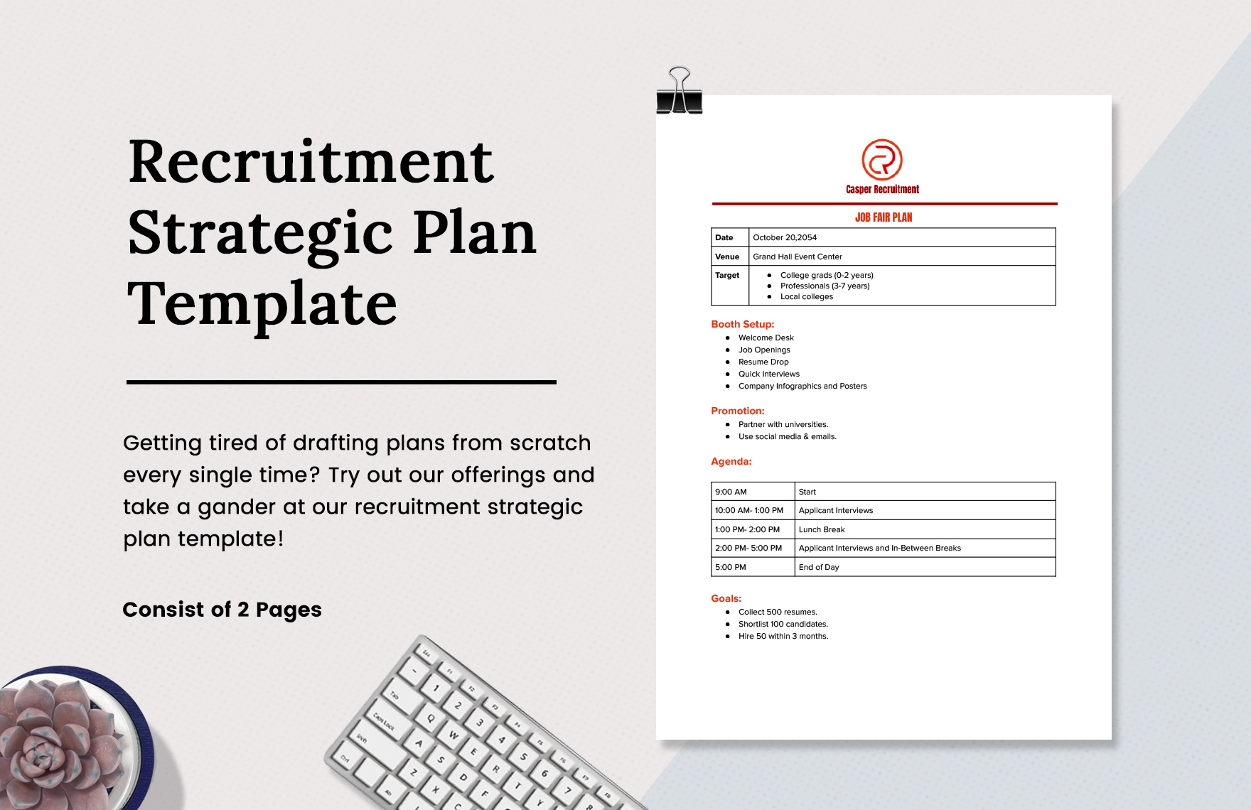 Recruitment Strategic Plan Template in Word, Google Docs, PDF