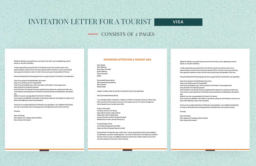 Invitation Letter For A Tourist Visa
