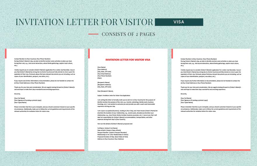 Invitation Letter For Visitor Visa