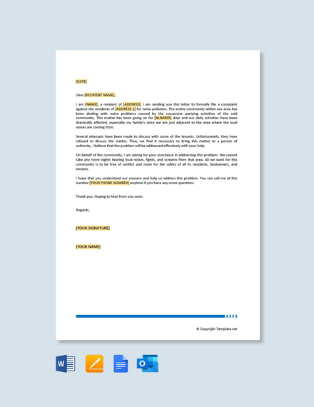 FREE Apartment Noise Complaint Letter Template - Word | Google Docs ...