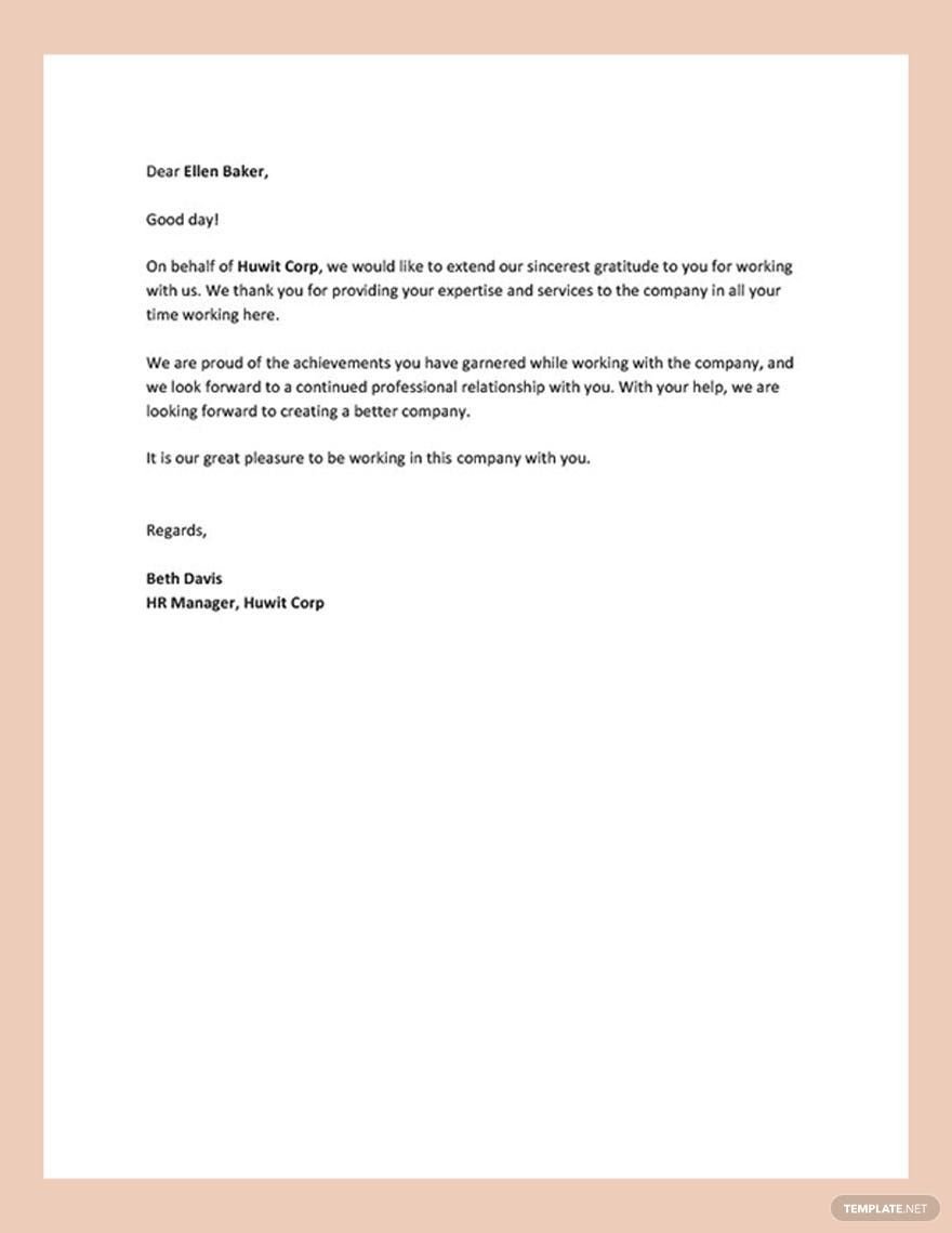 Employee Thank You Letter Template