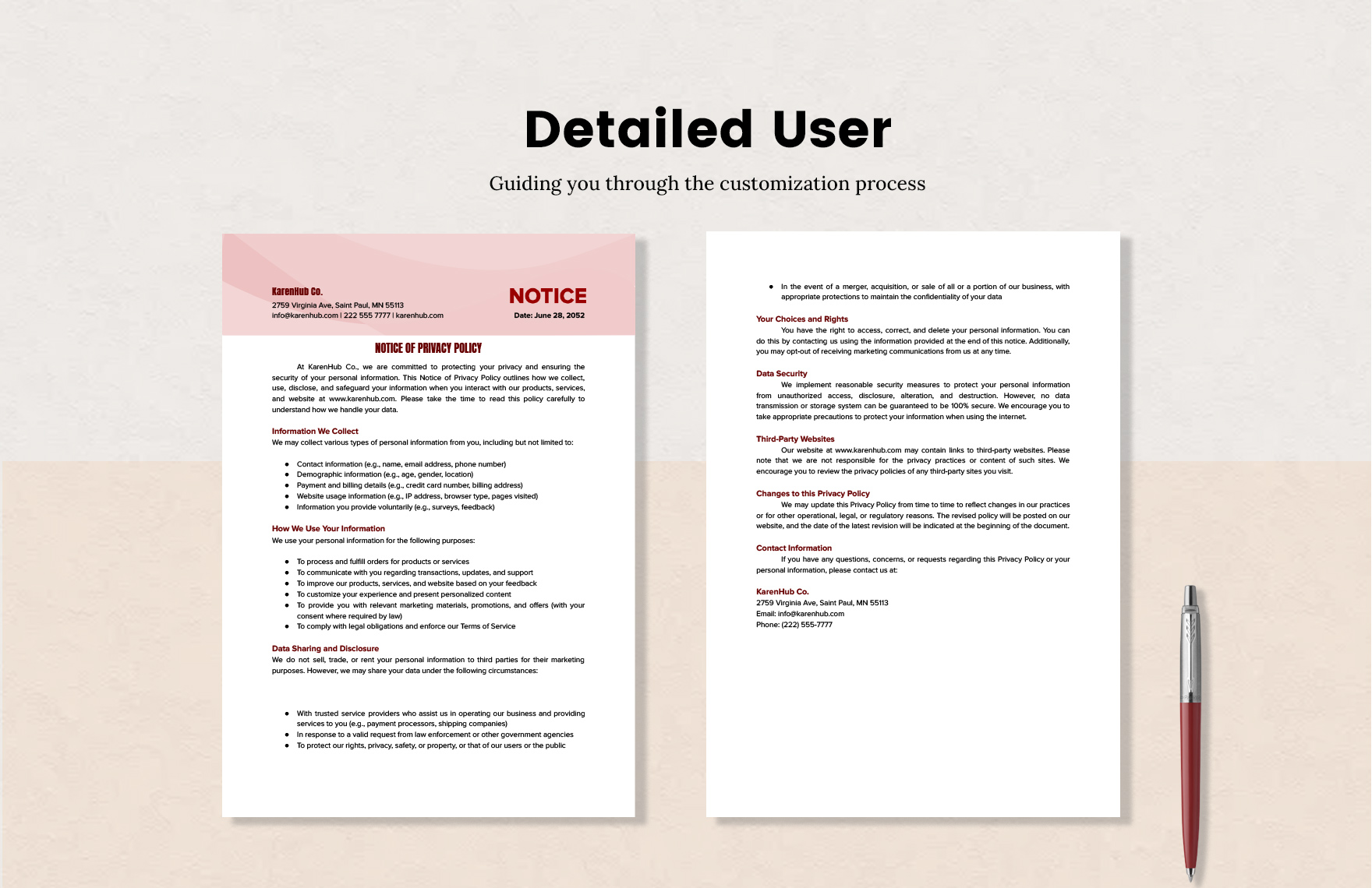 Notice of Privacy Policy Template