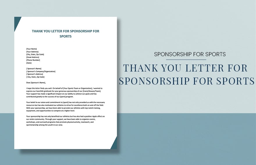 Thank You Letter For Sponsorship For Sports