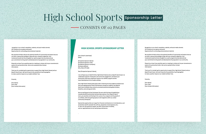High School Sports Sponsorship Letter