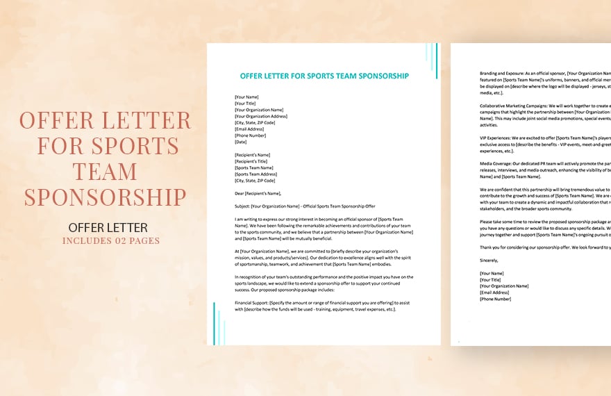 Offer Letter For Sports Team Sponsorship