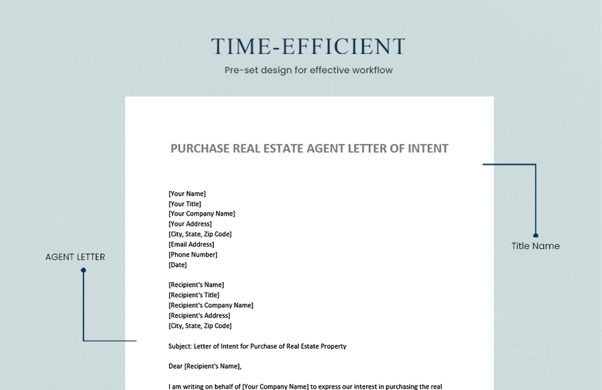 Purchase Real Estate Agent Letter Of Intent