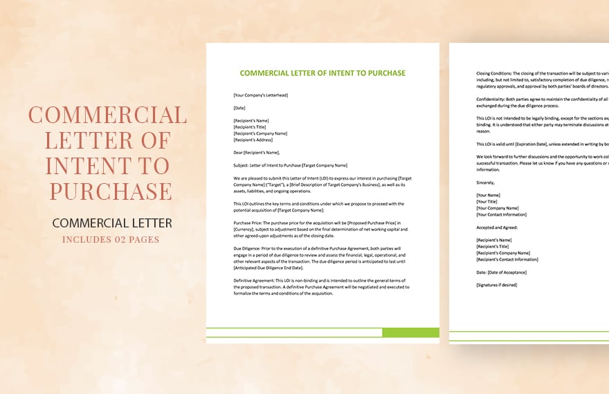 Commercial Letter Of Intent To Purchase