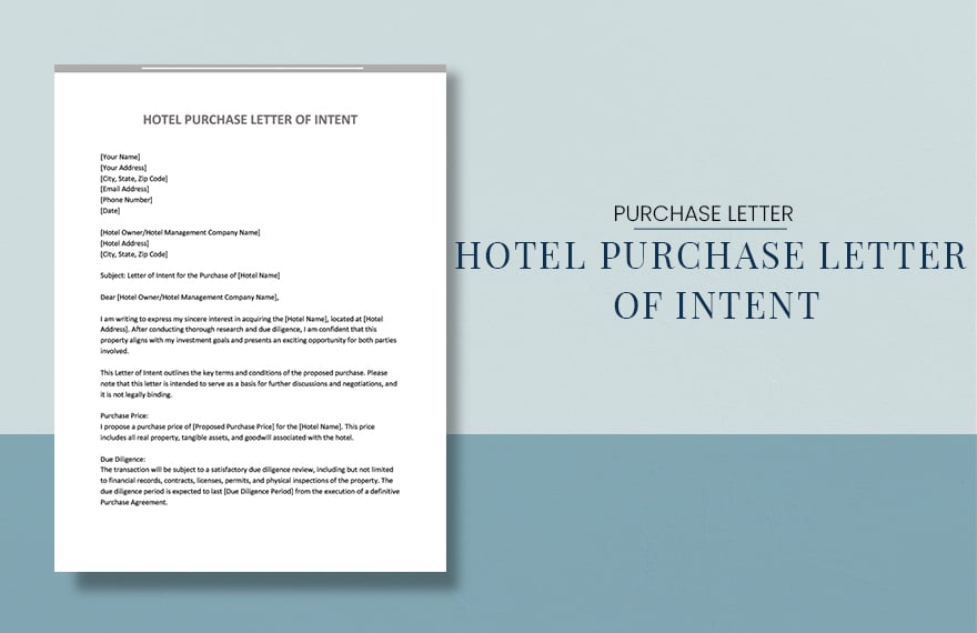Hotel Purchase Letter Of Intent in Word, Google Docs, PDF, Apple Pages