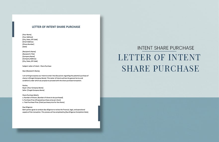 Letter Of Intent Share Purchase in Word, Google Docs, PDF, Apple Pages