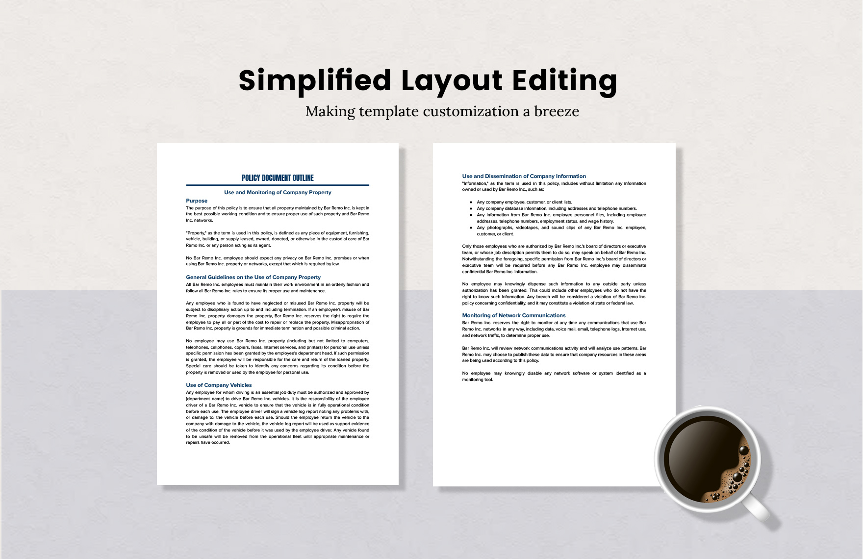 Policy Document Outline Template