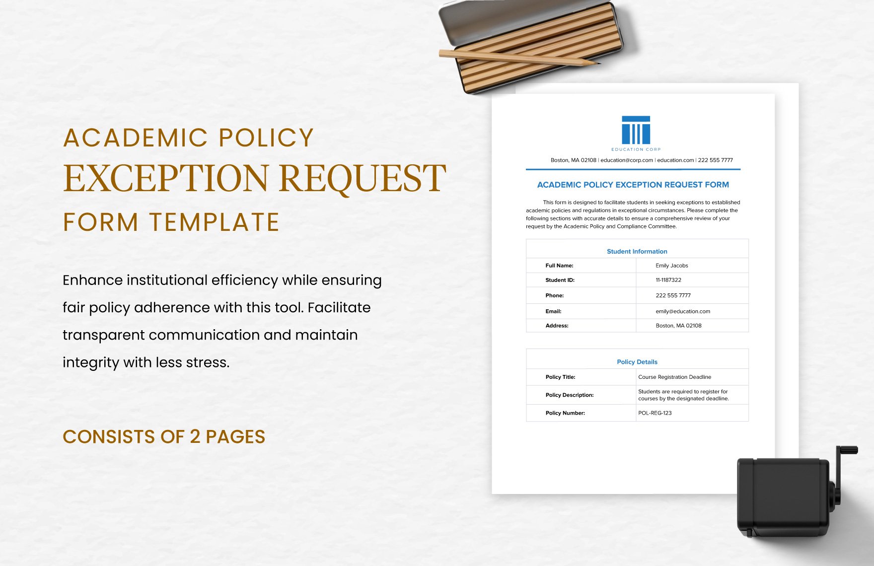 Academic Policy Exception Request Form Template