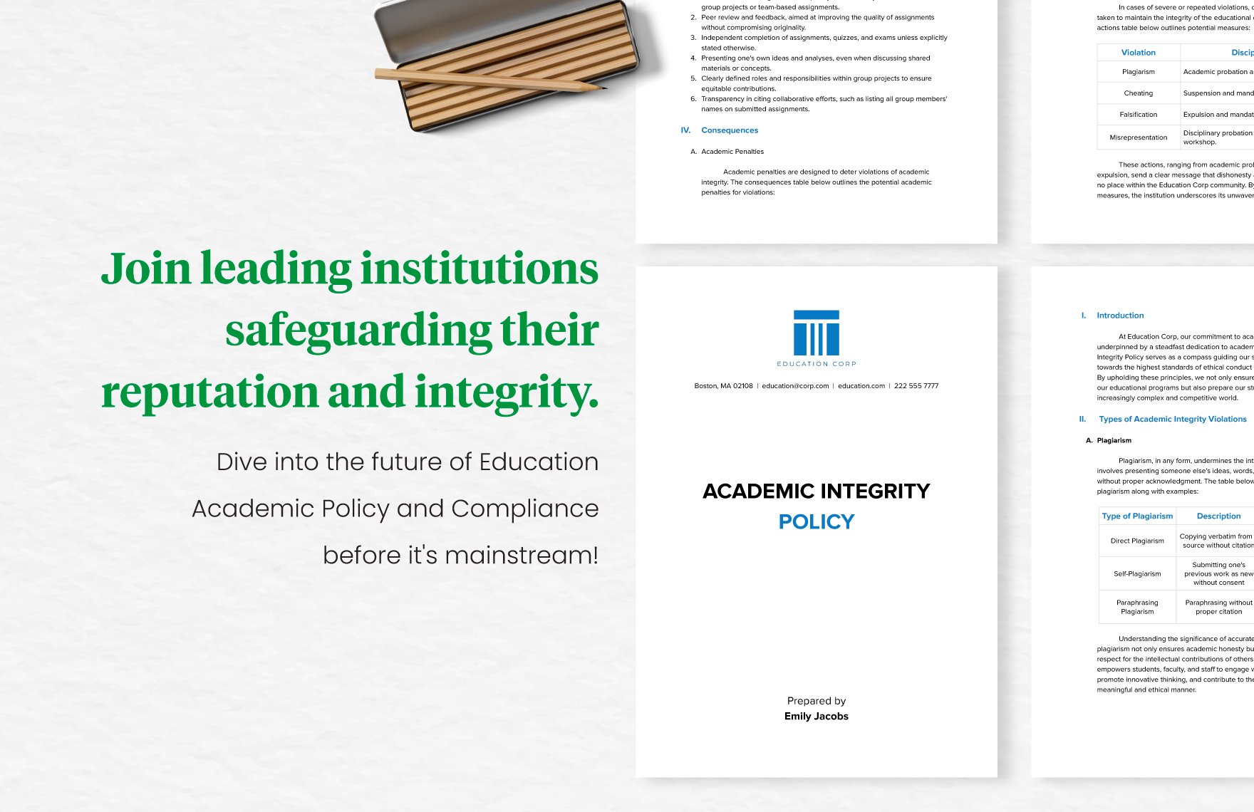 Academic Integrity Policy Template