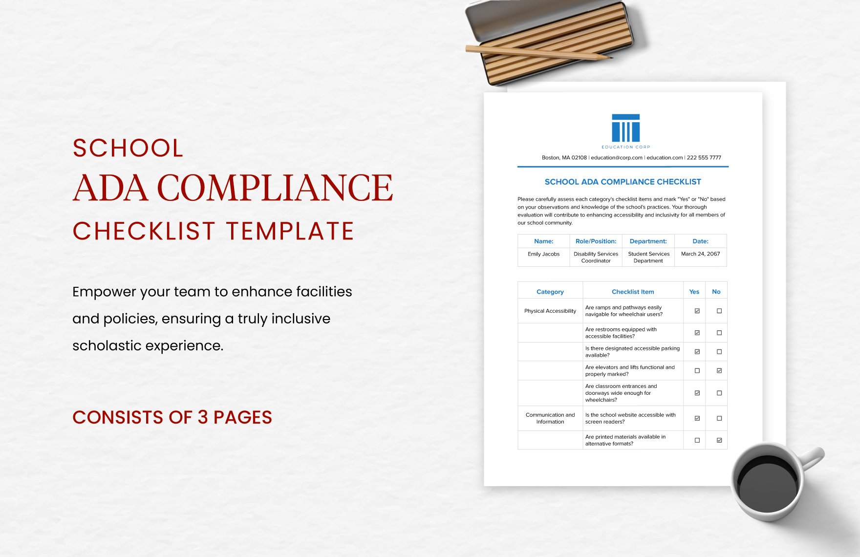 School ADA Compliance Checklist Template