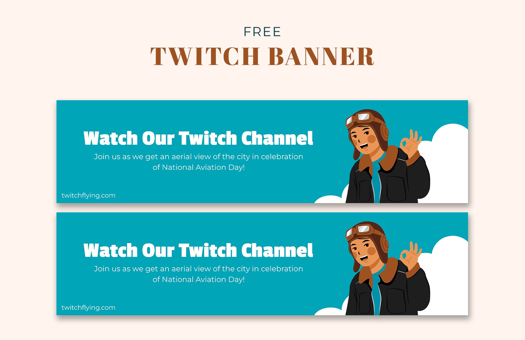 Free National Aviation Day Twitch Banner Template in PDF, Illustrator, SVG, PNG