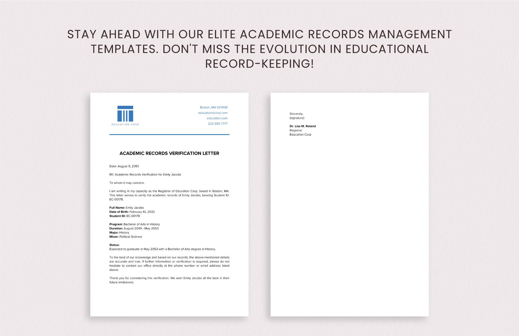 Academic Records Verification Letter Template