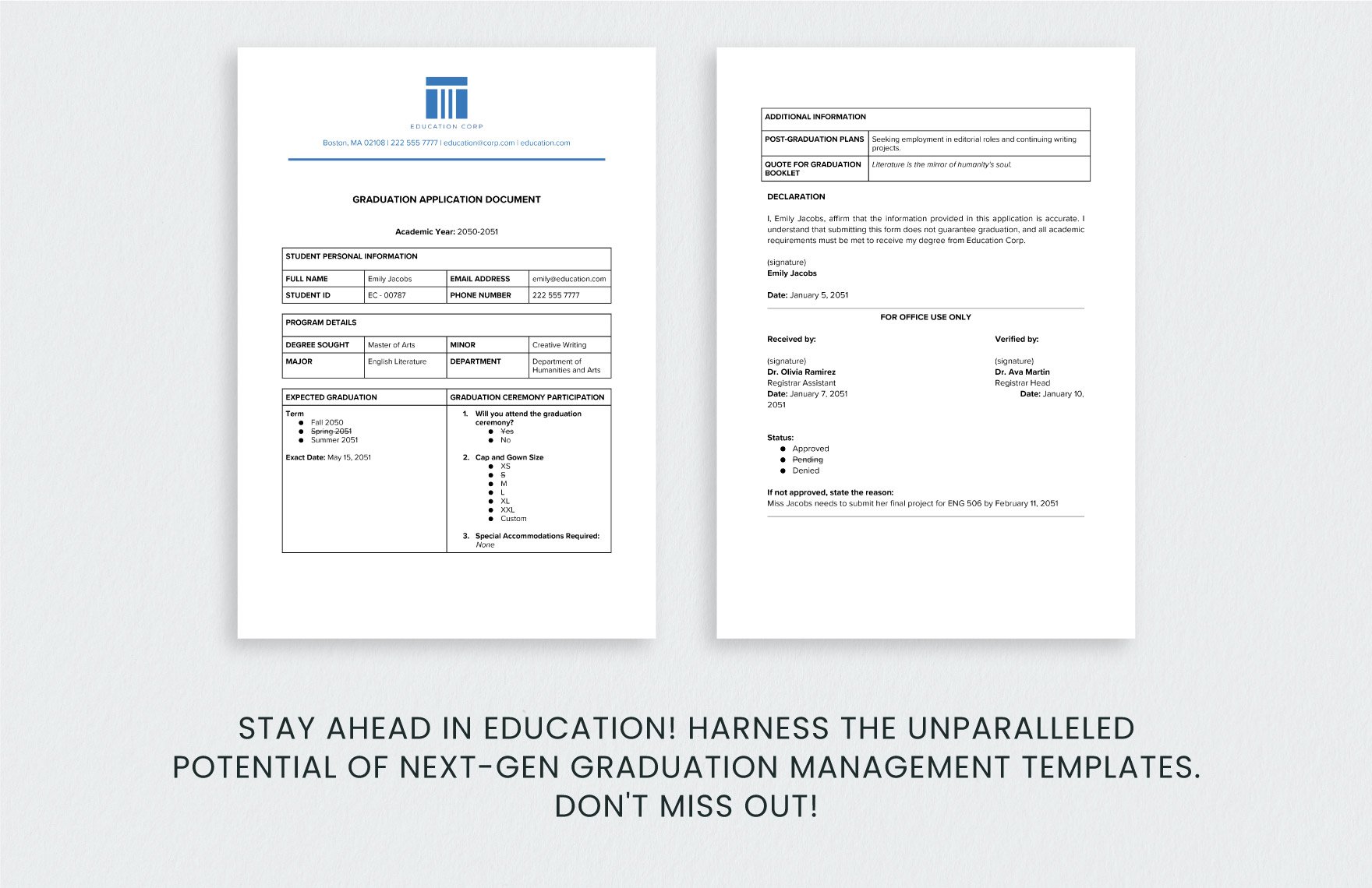 Graduation Application Document Template