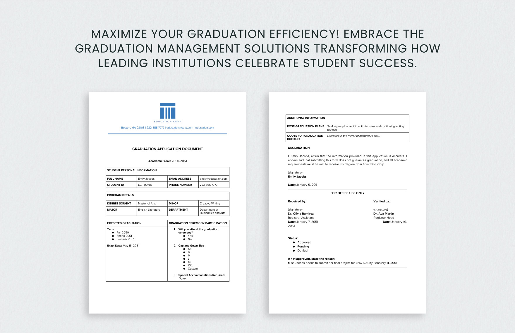 Graduation Application Document Template