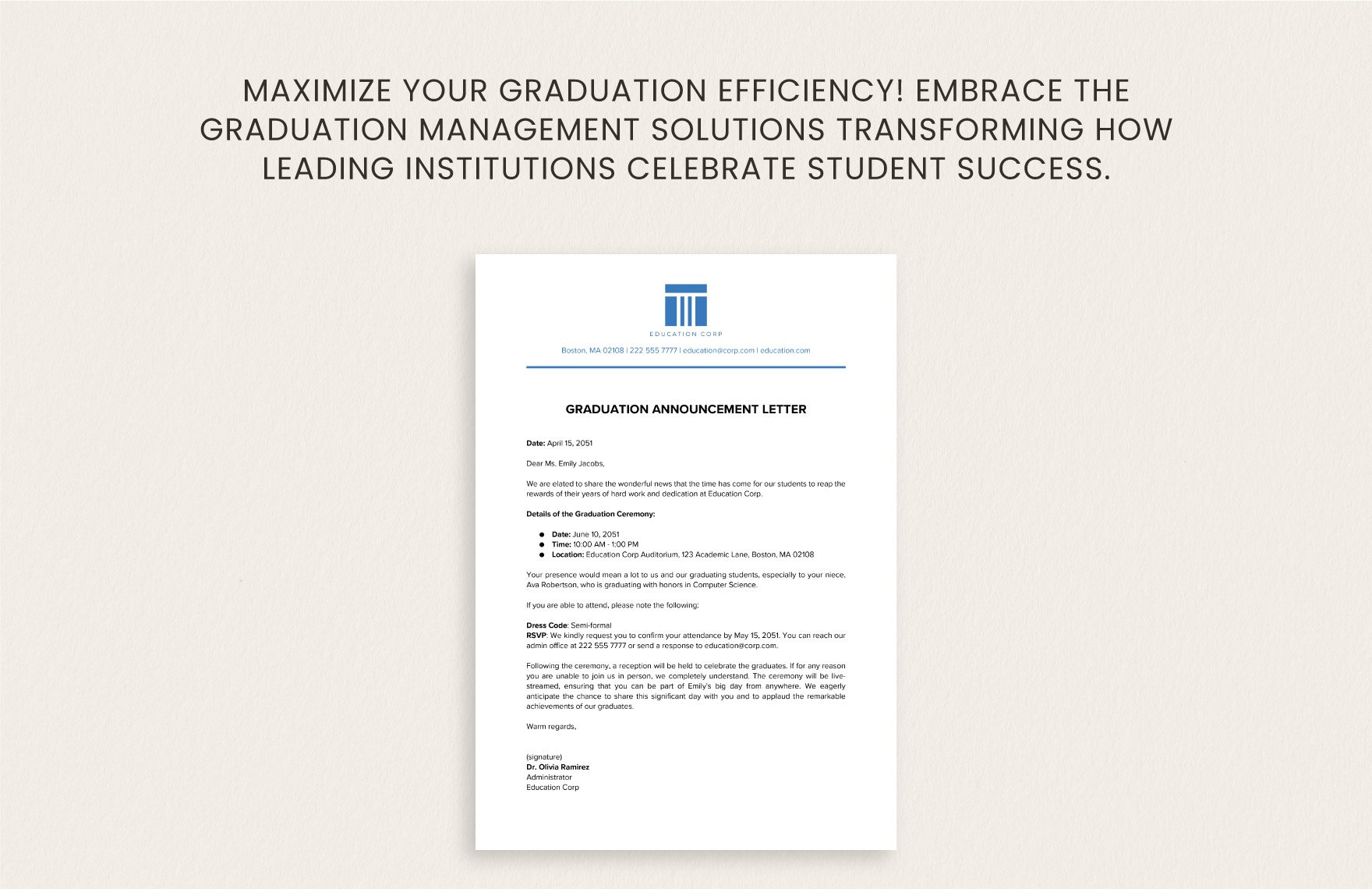 Graduation Announcement Letter Template