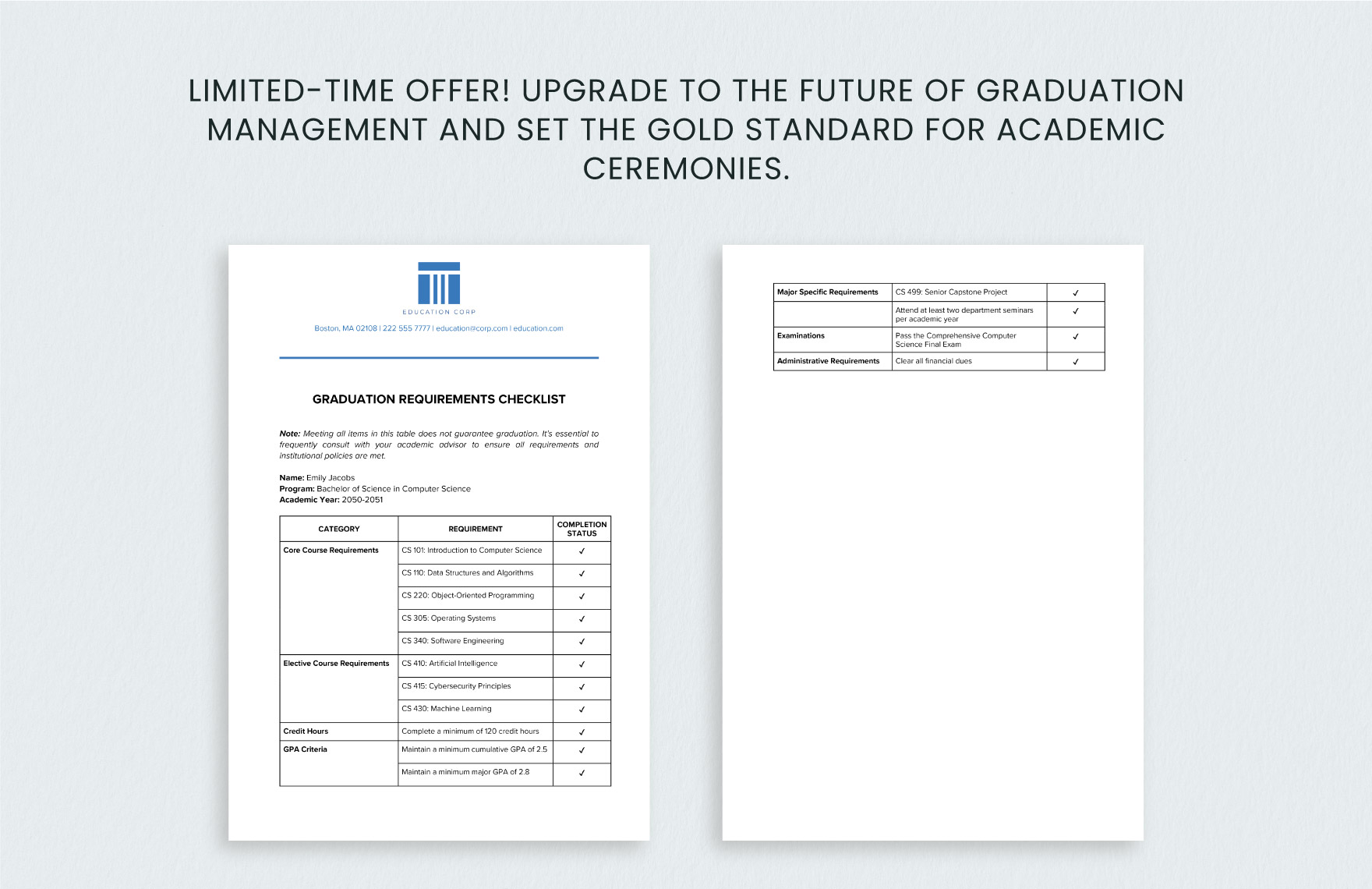 Graduation Requirements Checklist Template