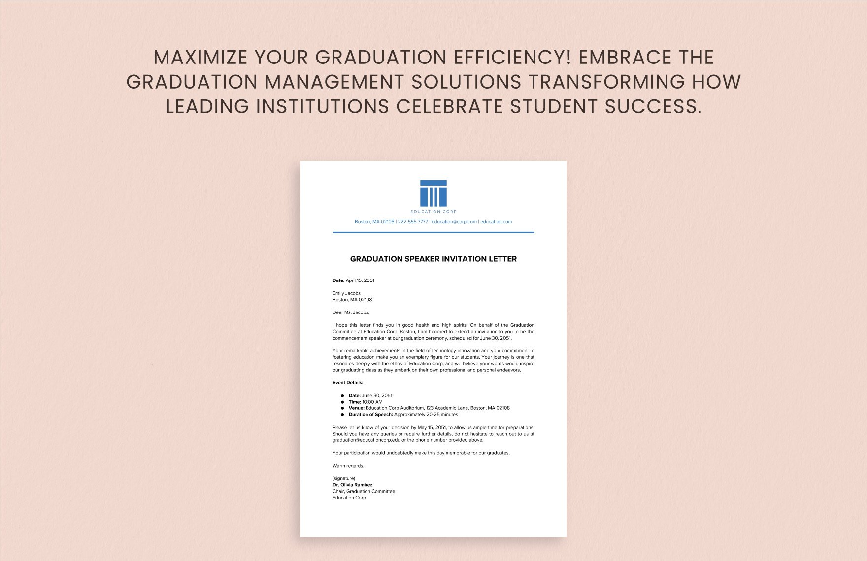 Graduation Speaker Invitation Letter Template