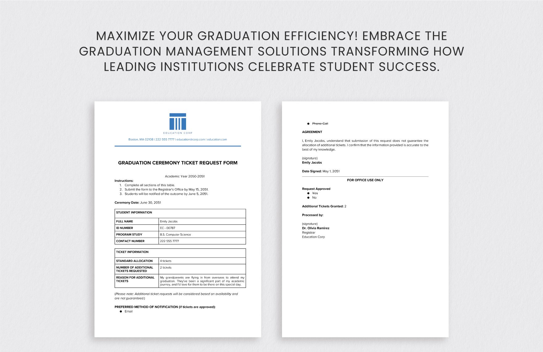 Graduation Ceremony Ticket Request Form Template