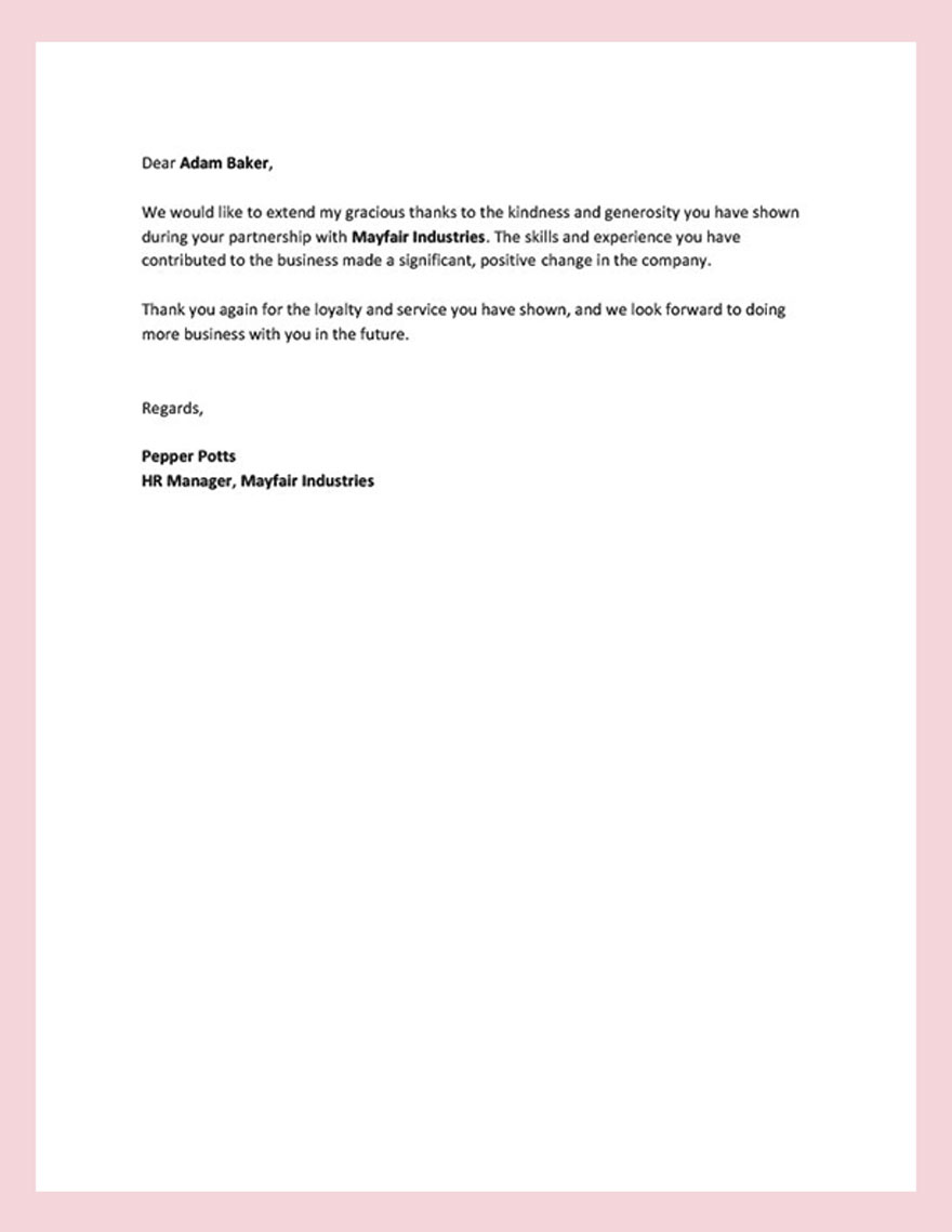 Formal Thank You Letter Template